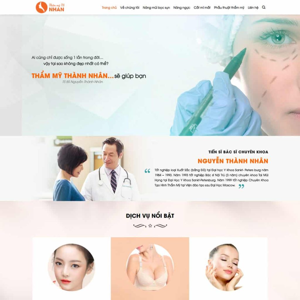 Theme dịch vụ thẩm mỹ, phòng khám