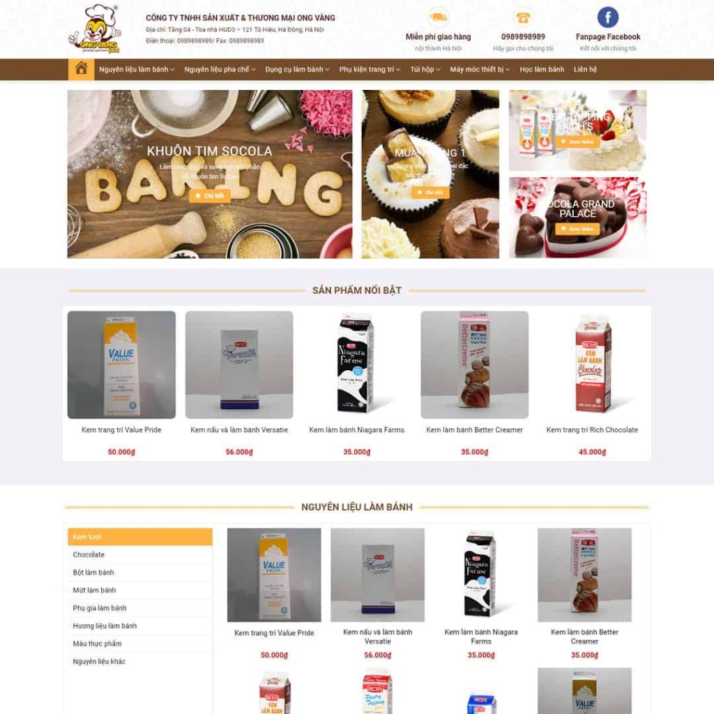 Theme bán nguyên liệu, dung cụ làm bánh 02