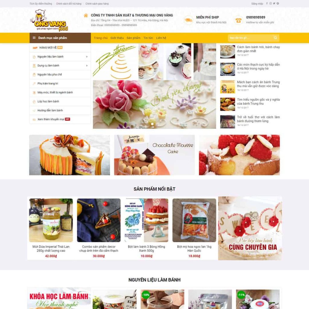 Theme bán nguyên liệu, dung cụ làm bánh 01