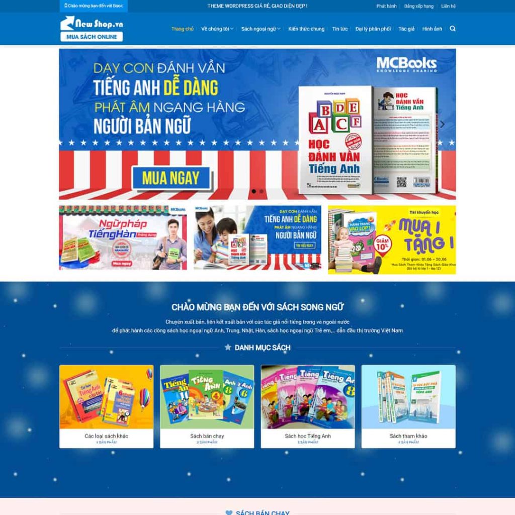 Theme Shop bán sách, ebook