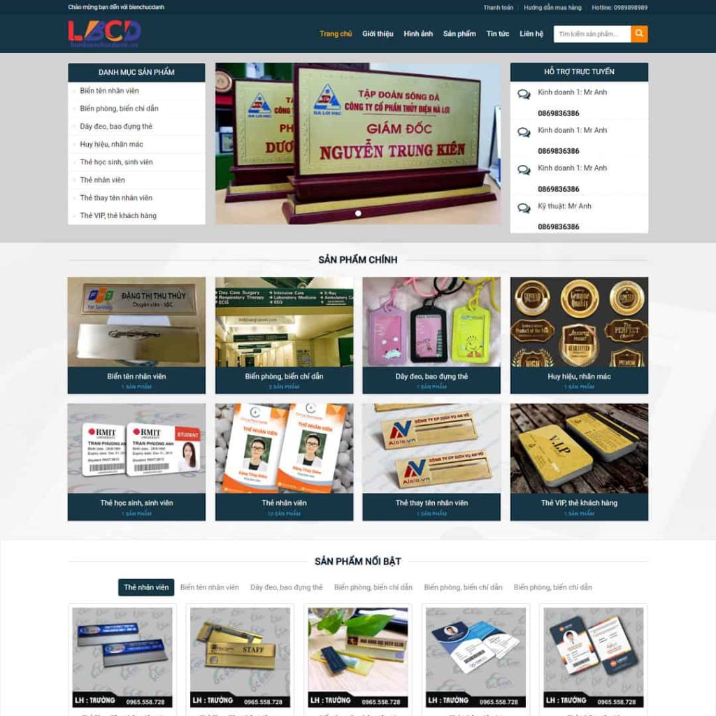 Theme dịch vụ làm biển chức danh, thẻ văn phòng