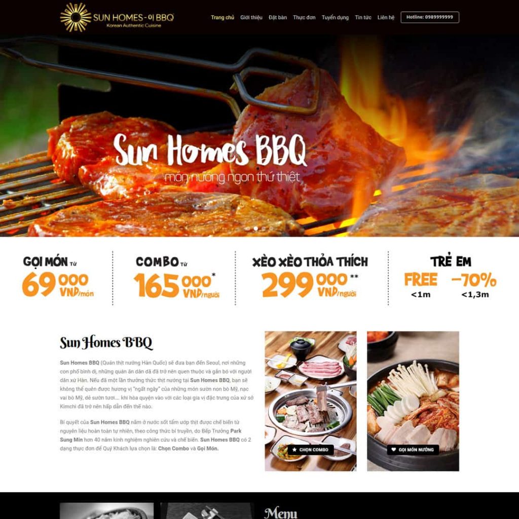 Theme giới thiệu nhà hàng bbq