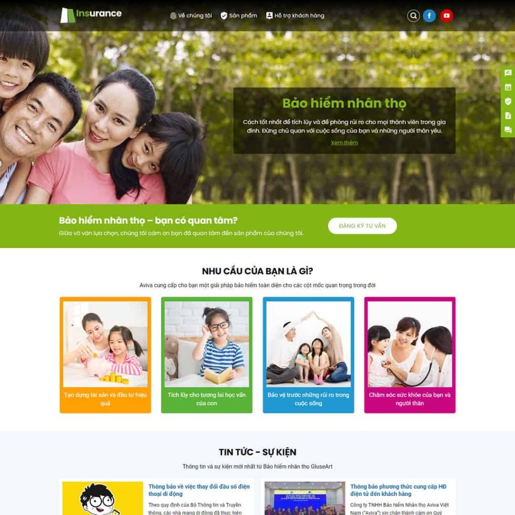 Theme giới thiệu dịch vụ bảo hiểm