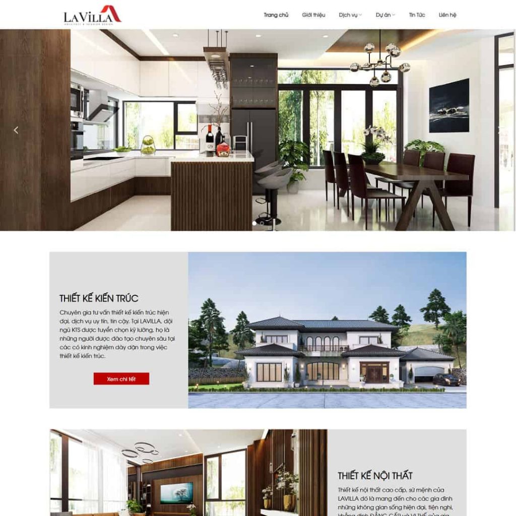 Theme giới thiệu công ty thiết kế kiến trúc, nội thất giống Ahome