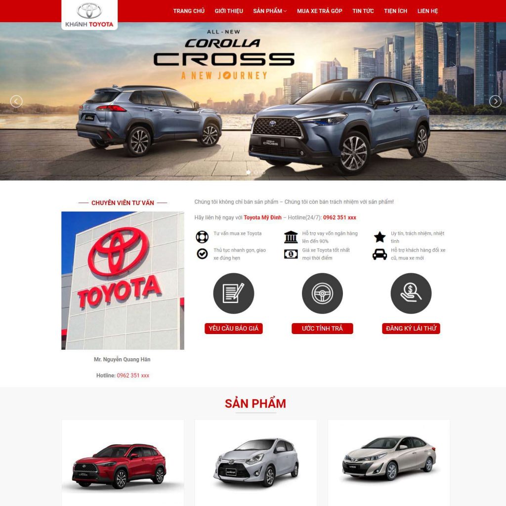Theme bán ô tô Toyota