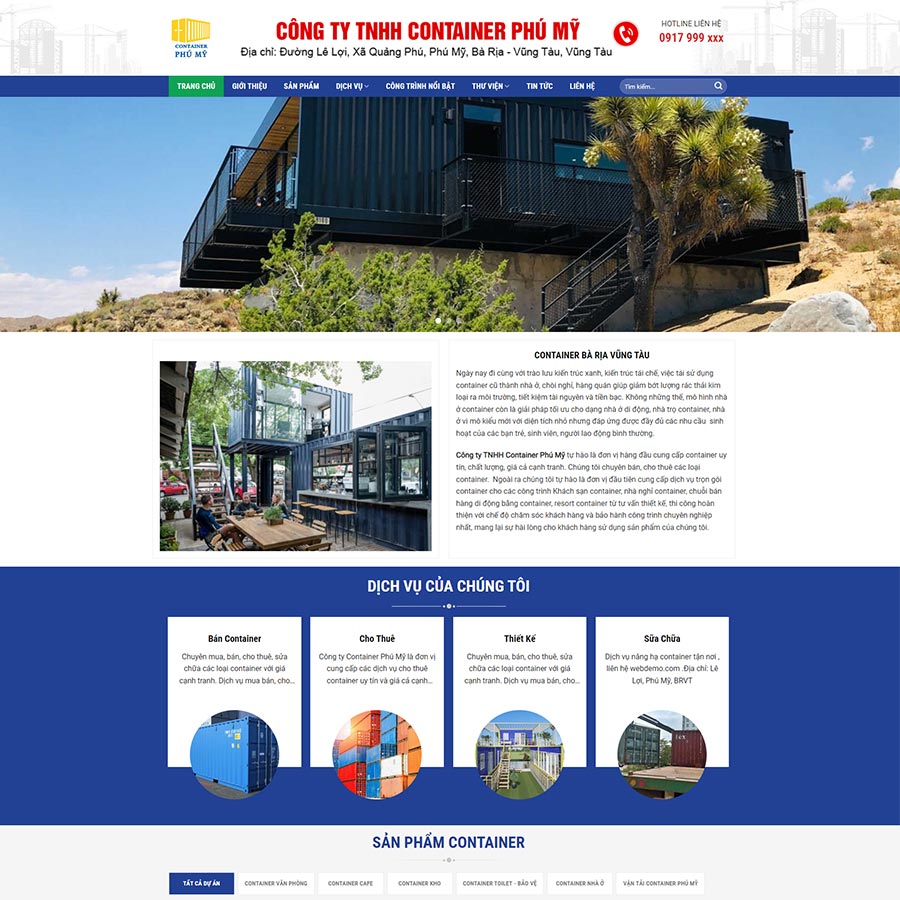 Theme mẫu công ty làm nhà Container