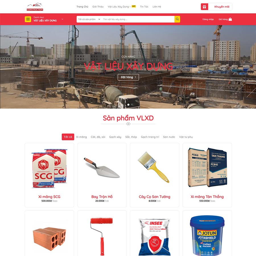 Theme bán vật liệu xây dựng