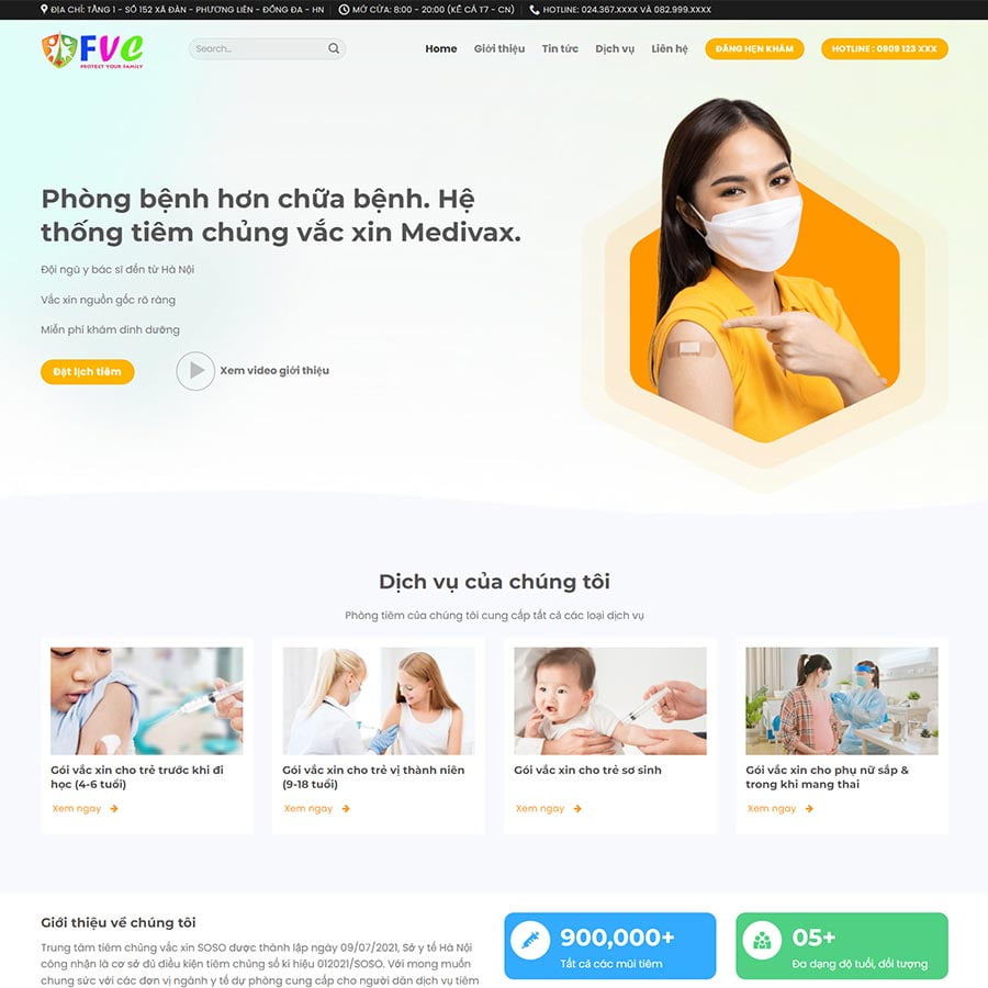 Theme trung tâm tiêm chủng vắc xin