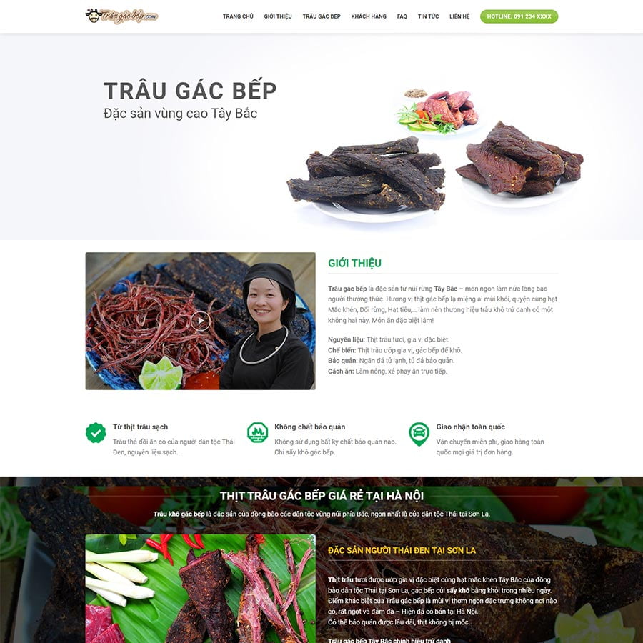 Theme thịt trâu gác bếp, bò một nắng
