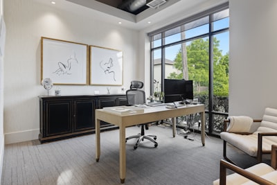 professional photo of a modern real estate office interior