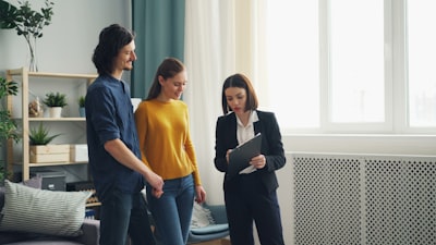 real estate agent preparing for client showing