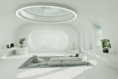 futuristic VR headset exploring house