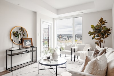 beautifully staged living room with natural light