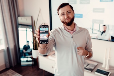 real estate agent on social media with digital overlay
