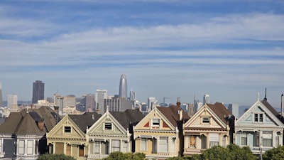 diverse real estate properties on a city skyline